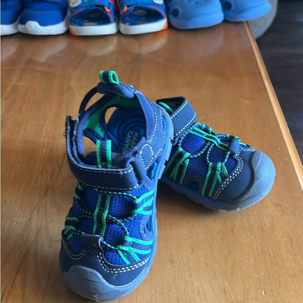 Harper Canyon Blue and Green Sport Sandals with Protective Toe Cap